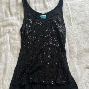 h.i.p. Y2K Black Sequin Tank Top